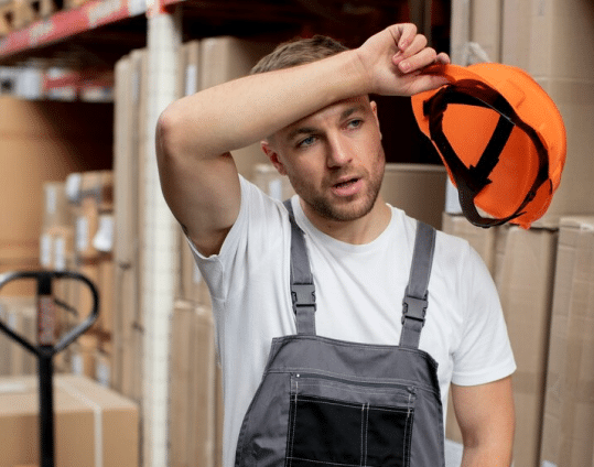 Freight transportation professional holding a helmet