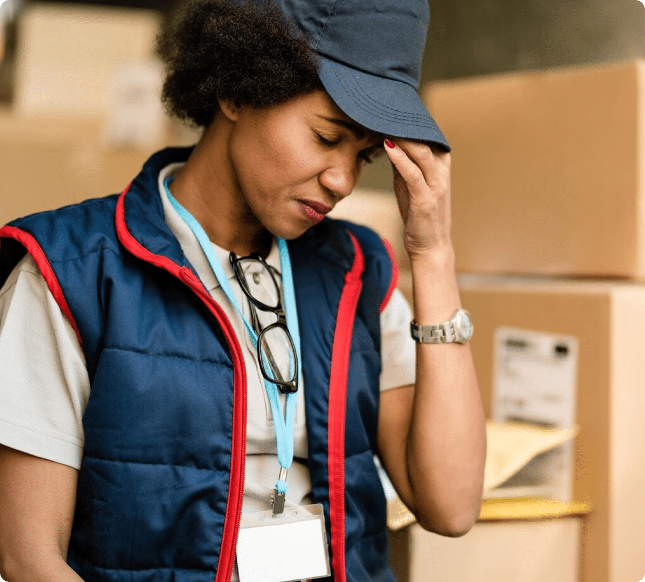 A LTL shipping professional thinking through a work-related problem