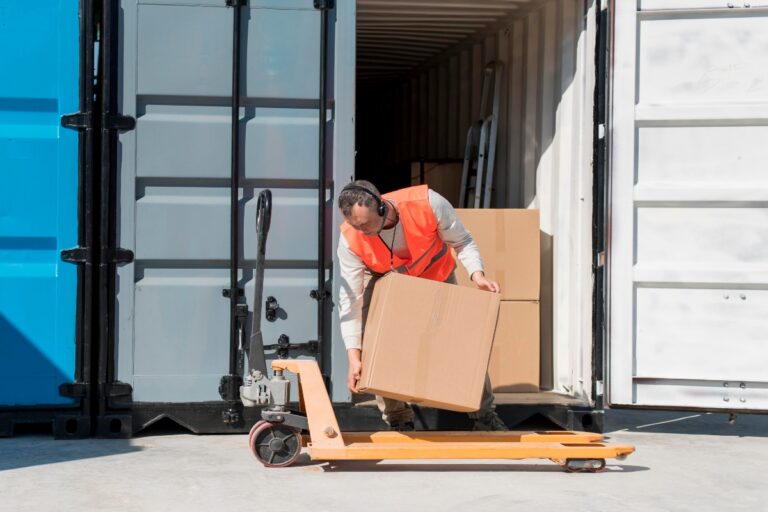 The process of freight shipping.