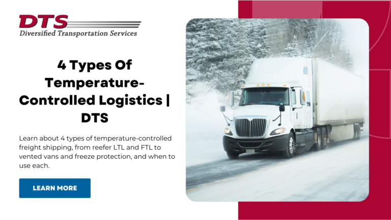 Temperature-controlled truck in a snowy road.