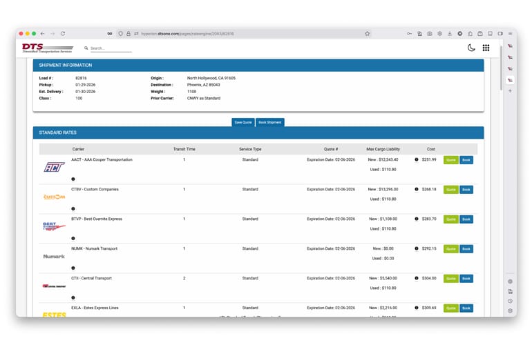 Carrier-Rating-Rate-Management